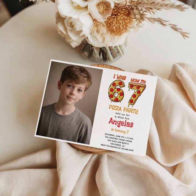 Convites Modern Slice Slice Boy Six Seven Birthday Party (Modern Slice Slice Boy Six Seven Birthday Party Invitation
)