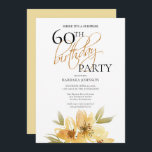 Convites Modern Soft Yellow Floral Surpresa 60º Aniversário<br><div class="desc">Este convite tem uma elegância agradável que é perfeita para o seu evento especial. Este design apresenta flores amarelas suaves e tipografia personalizada em um fundo branco nítido. O verso apresenta uma cor amarela suave. Adicione suas informações para completar a aparência.</div>