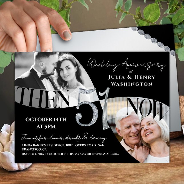 Convites Modern Sophisticated 51st Wedding Anniversary (Criador carregado)