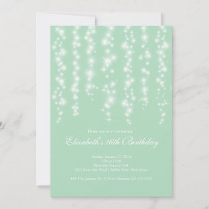 Convites Modern Sparkle Mint Doce Dezesseis Festas de anive