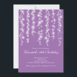 Convites Modern Sparkle Purple Sweet Sessenta Festas de ani<br><div class="desc">Comece sua doce festa de 16 filhas com nossa bela cortina de luzes brancas doce e dezesseis convites de festas. Nosso na moda e nosso moderno e doce convite de festas 16 apresenta cordas de luzes brancas piscando cintilantes em um fundo lilás roxo. Sacudir o convite para encontrar uma resposta...</div>