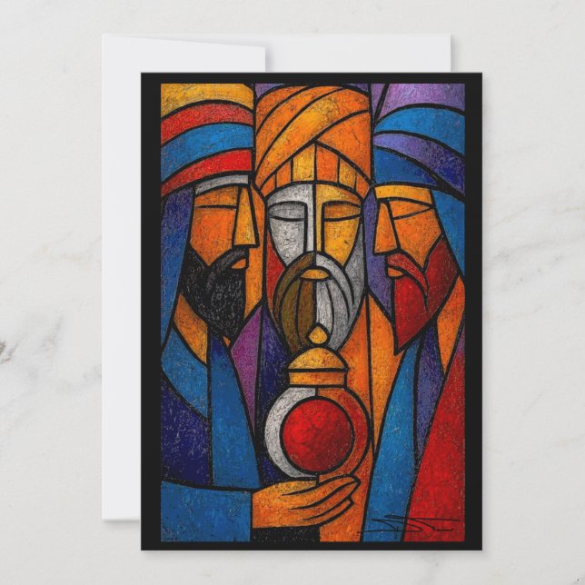 Convites Modern Stained Glass Three Wise Men (Frente)