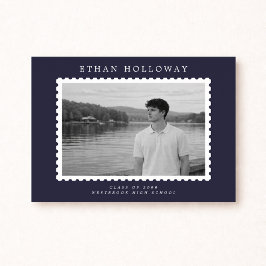 Convites Modern Stamp Style Photo Graduation Announcement