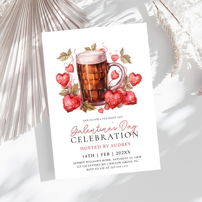 Convites Modern Strawberry Beer Galentine (Criador carregado)