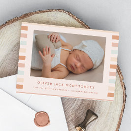 Convites Modern Stripes Baby Boy Birth Announcement
