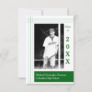 Convites Modern Stripes Green - 3x5 Graduation Announcement
