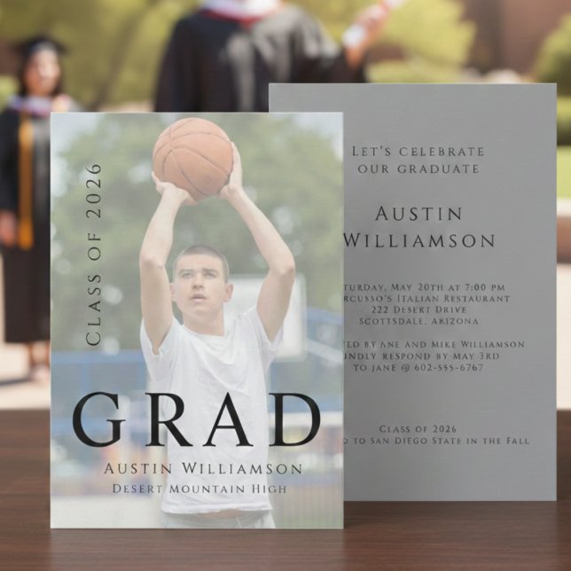 Convites Modern Stylish Photo Graduation Invitation (Criador carregado)