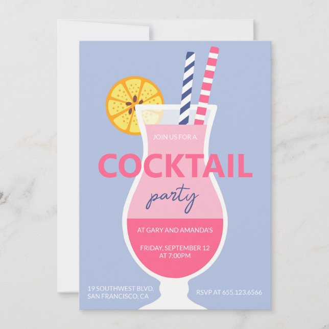 Convites Modern summer cocktail birthday party invitation (Frente)