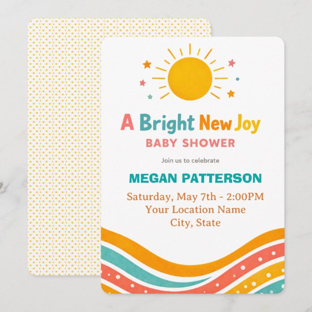 Convites Modern Sunshine Baby Shower (Frente/Verso)
