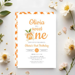 Convites Modern Sweet One Orange Citrus 1st Birthday