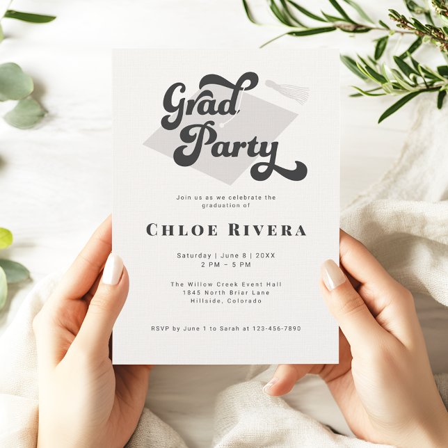 Convites Modern Tassel Grad Party Invitation (Criador carregado)