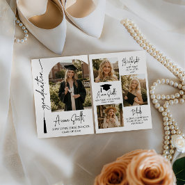Convites Modern Tassel Script Photo Graduation Invite