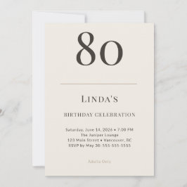 Convites Modern Taupe & Cream 80th Birthday Celebration
