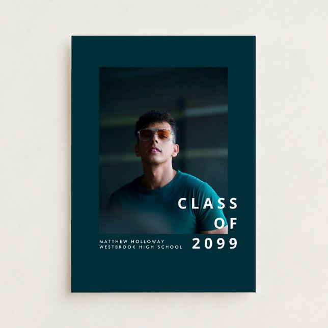 Convites Modern Teal Typography Graduation Announcement (Criador carregado)