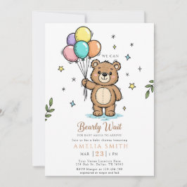 Convites Modern Teddy bear Friendly baby shower
