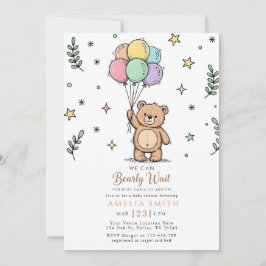 Convites Modern Teddy bear Friendly baby shower