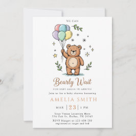 Convites Modern Teddy bear Friendly baby shower
