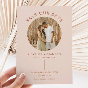 Convites Modern Terracotta Blush Photo Save The Dates