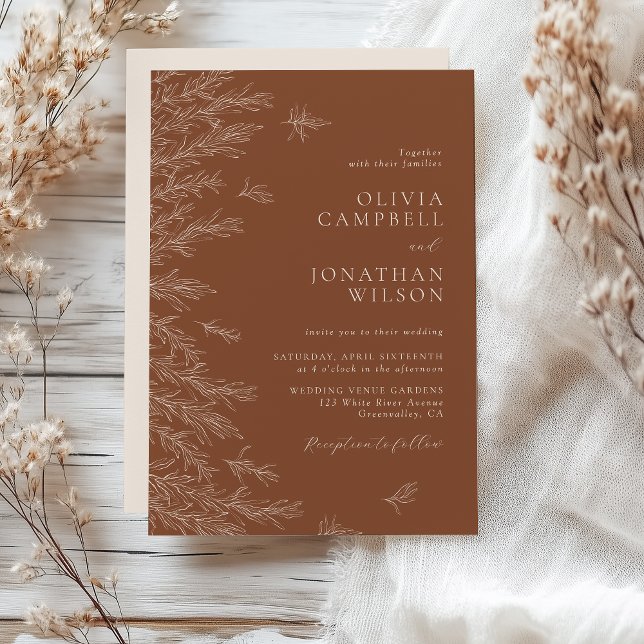 Convites Modern Terracotta Boho deixa casamento (Criador carregado)