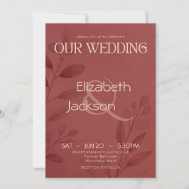Convites Modern Terracotta Botanical Typography Wedding