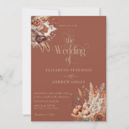 Convites Modern Terracotta Floral | Flores De Queda Casamen