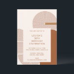 Convites Modern Terracotta Geometric 30th Birthday Party<br><div class="desc">Celebrate a milestone birthday with a modern geometric invitation in warm terracotta and neutral tones. The clean layout and abstract shapes create a stylish, contemporary look that feels elevated but relaxed—perfect for a 30th birthday party with friends. This birthday invitation works beautifully for dinner parties, cocktail gatherings, or a chic...</div>