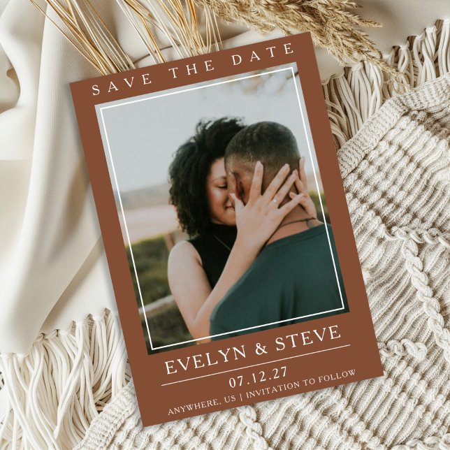 Convites Modern Terracotta Photo Save the Date (Criador carregado)