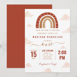 Convites Modern Terracotta Rainbow Boho Virtual Birth