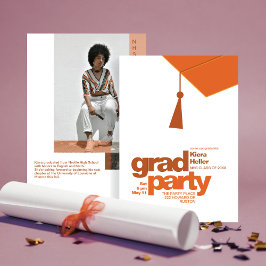 Convites Modern Terracotta Typography Grad Party Photo