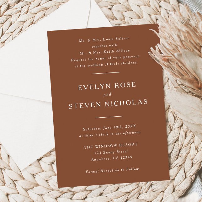 Convites Modern Terracotta Wedding Invitation  (Criador carregado)