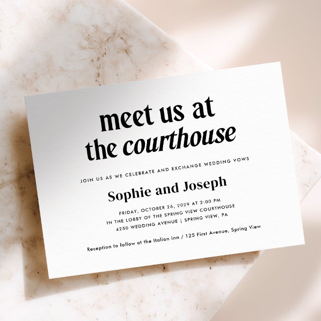 Convites Modern Text | Courthouse Wedding Elopement (Criador carregado)