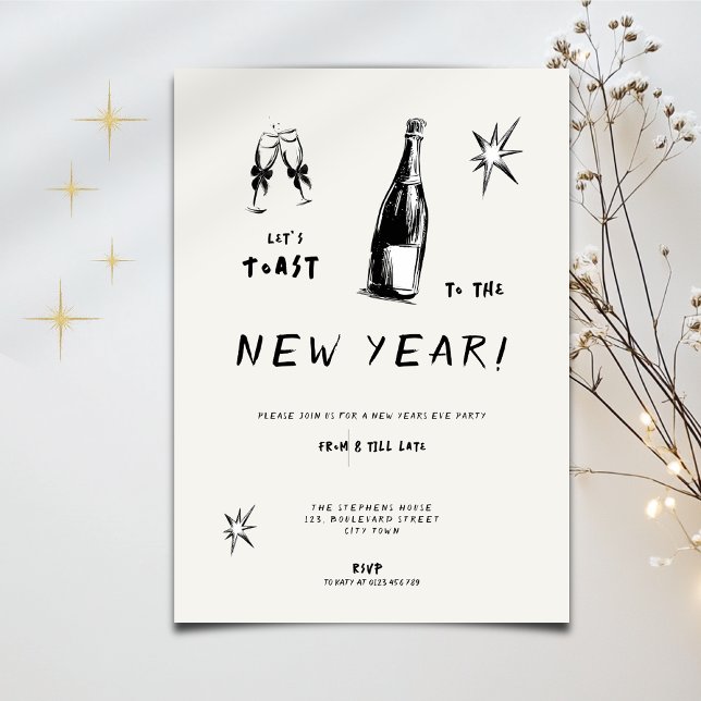 Convites Modern Toast to the New Year 2026 Bold Typo (Criador carregado)