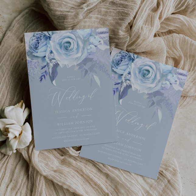 Convites Modern Trendy All Seasons Dusty Blue Weding (Criador carregado)