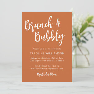 Convites Modern Trendy Script Brunch Chá De Borracha Laranj
