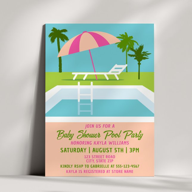 Convites Modern Tropical Pool Party Summer Palms (Criador carregado)