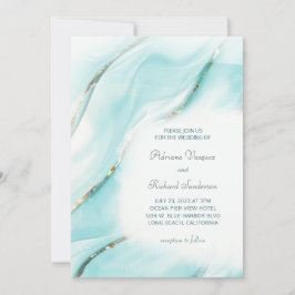 Convites Modern Turquoise Agate Wedding Inv