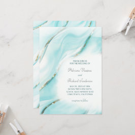 Convites Modern Turquoise Agate Wedding Inv