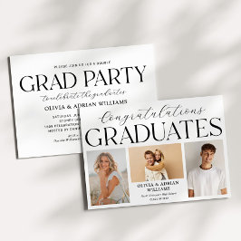 Convites Modern Twin Graduates Photo Grad Party