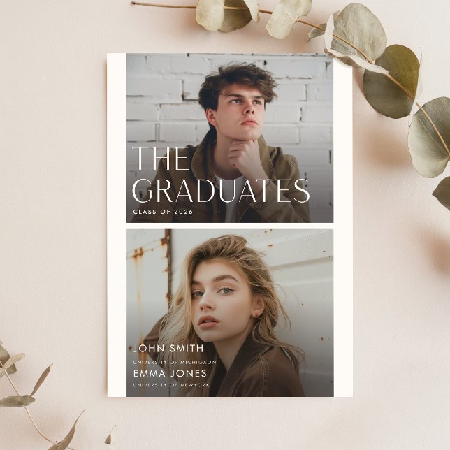 Convites Modern Two Graduates Double Joint Graduation Party (Criador carregado)