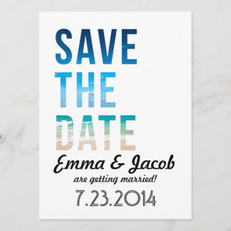 Convites Modern Typografia Beach Weding Date (O Casamento D
