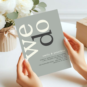 Convites Modern Typografia Sage Ivory Wedding