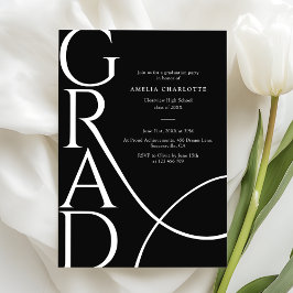 Convites Modern Typography Black and White 2026 Grad Party