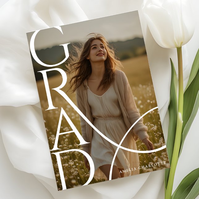 Convites Modern Typography Photo Overlay Graduation Party (Criador carregado)