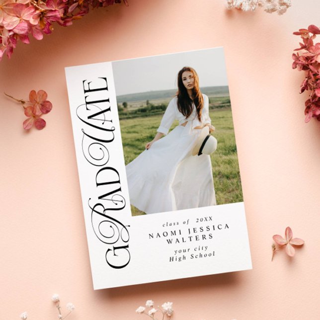 Convites Modern Typography Serif Photo Elegant Graduation (Criador carregado)