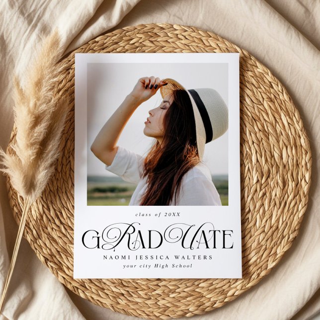 Convites Modern Typography Single Photo Elegant Graduation (Criador carregado)