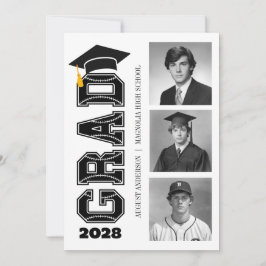 Convites Modern Varsity Baseball Player Photo Graduation