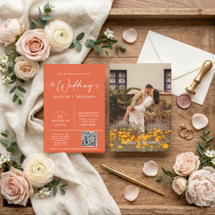 Convites Modern Verona Sunset Boho Arch Código QR Foto