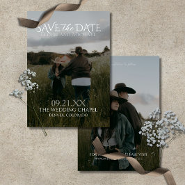 Convites Modern Vertical Double-sided Photo Save The Date