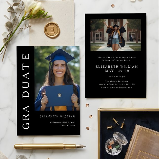 Convites Modern Vertical Photo Graduation Invitation (Criador carregado)