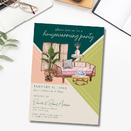 Convites Modern Watercolor Art Deco, Partido do Aquecimento